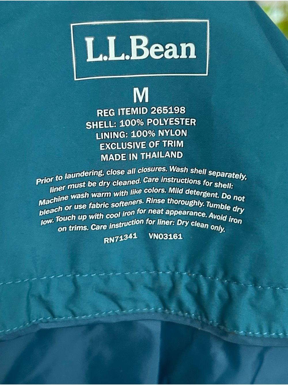 LL Bean Teal Long Women's Raincoat Jacket size Medium - Picture 4 of 4